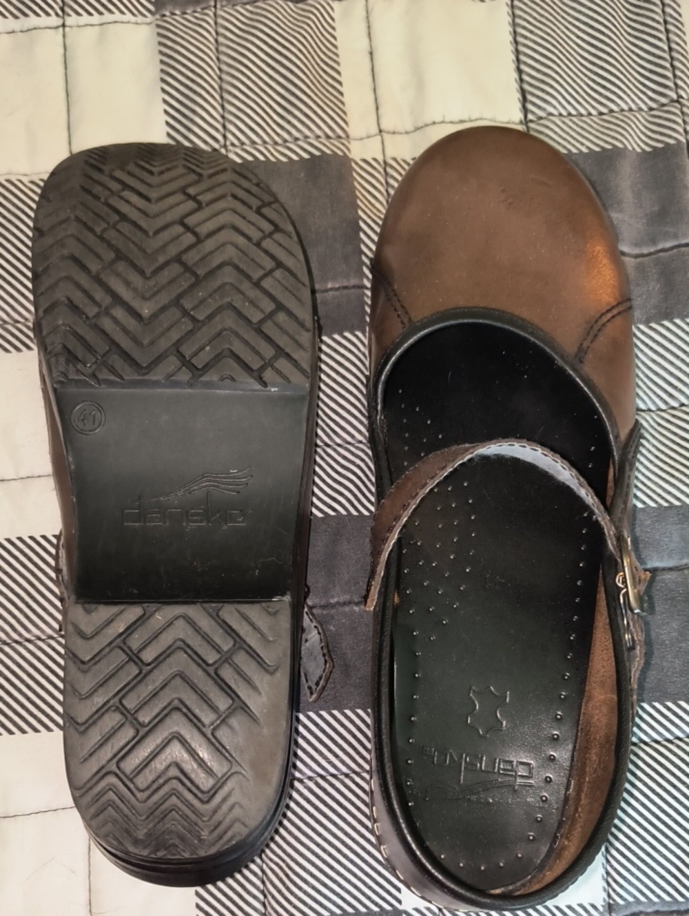 Dansko Brown Leather Women's  Slip-On Clog with Strap